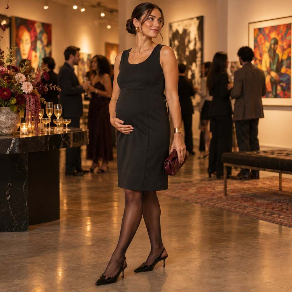 Motherhood Maternity Black Sleeveless Tie-Back Work Dress Career Chic